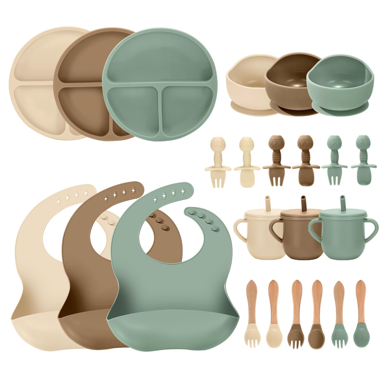 JELLDJK 24-piece silicone baby feeding set