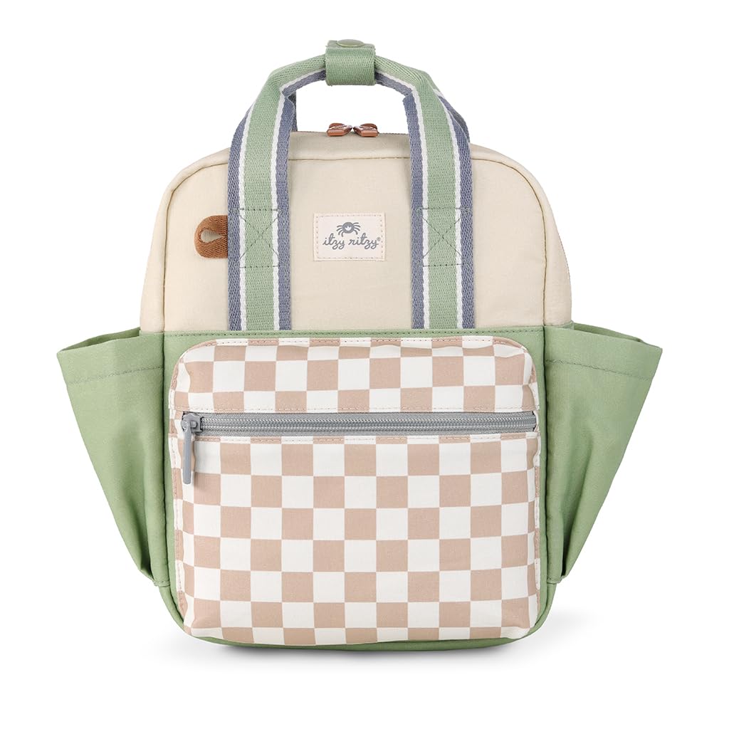 Itzy Ritzy toddler backpack with checkerboard pattern