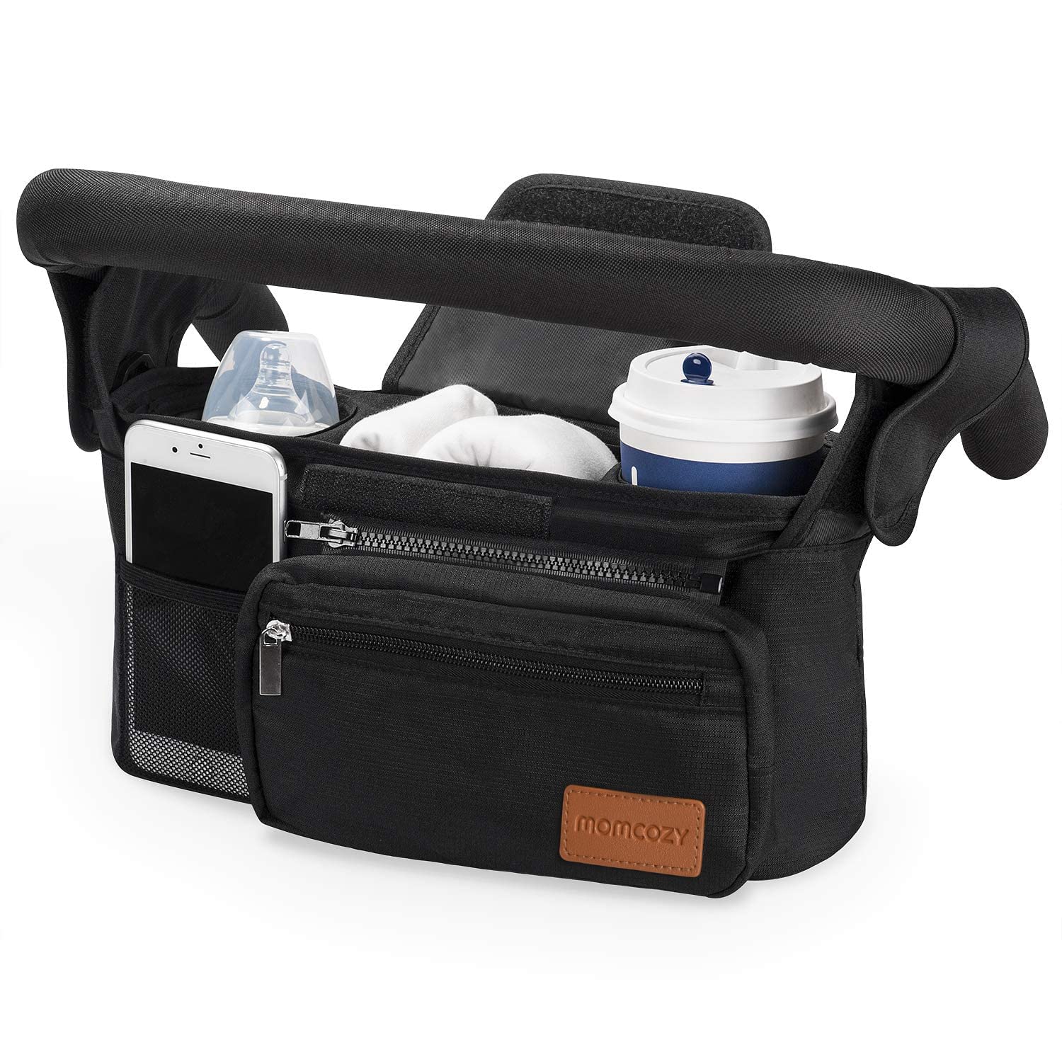 Momcozy stroller organizer with cup holders and pockets