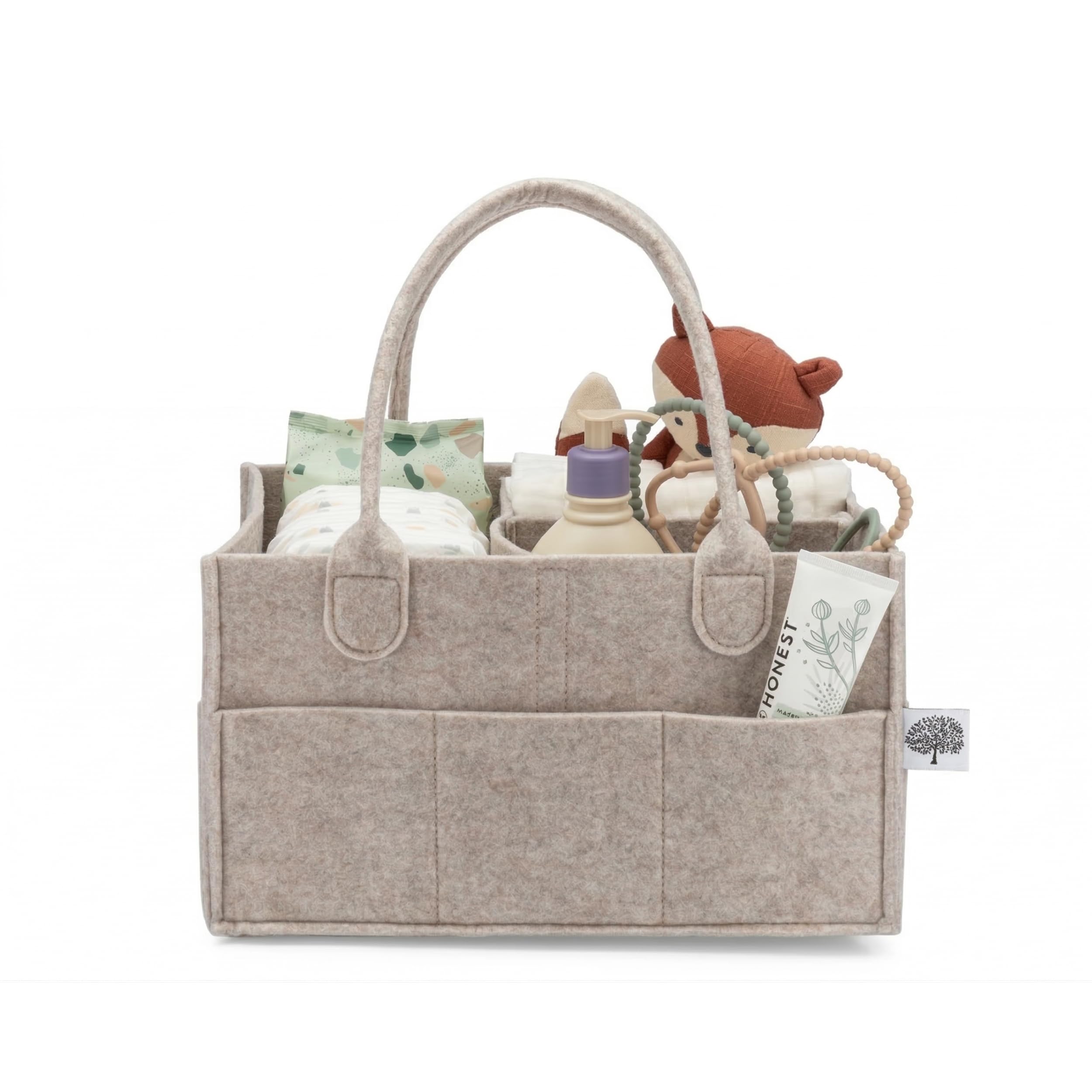Parker Baby Diaper Caddy in oatmeal felt