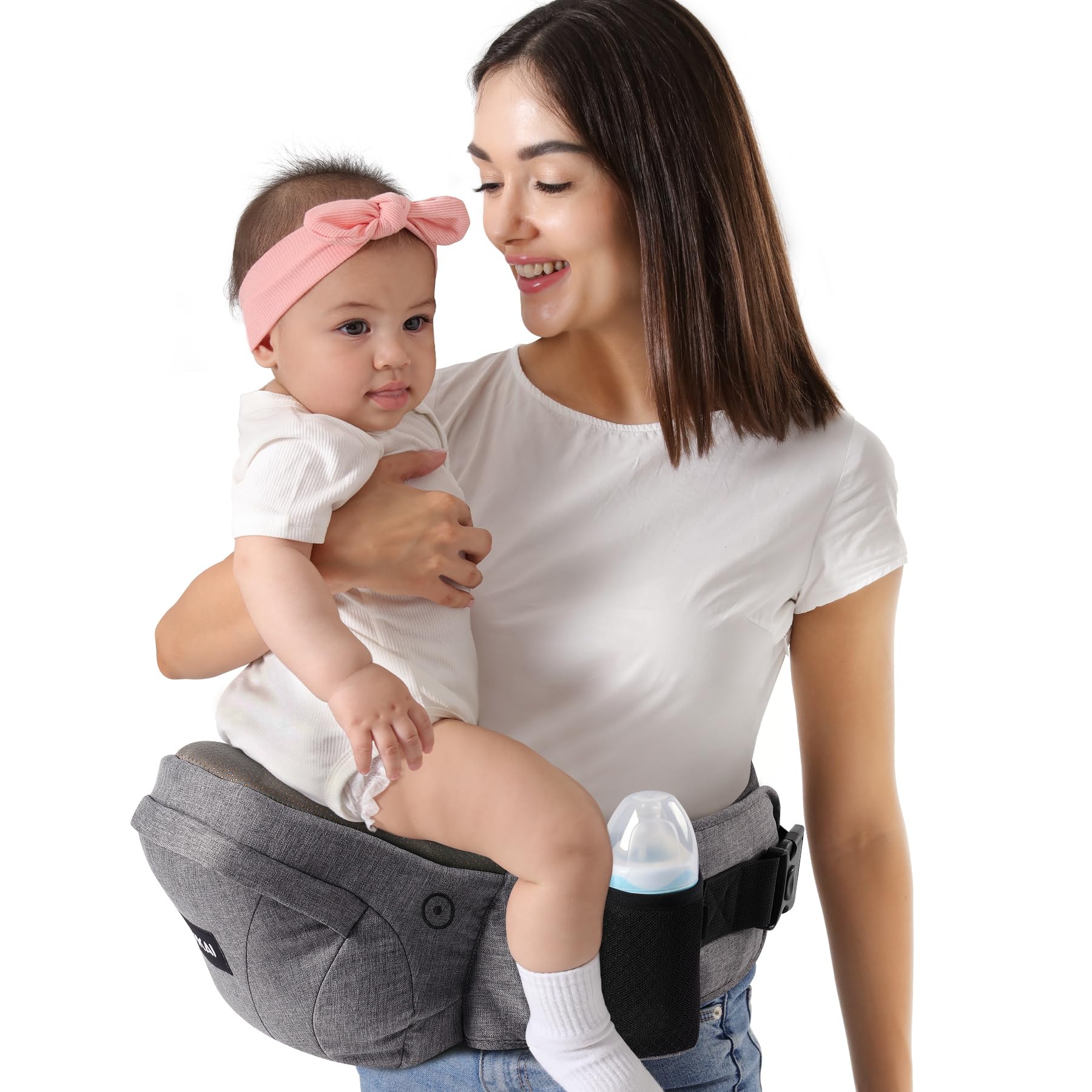 HKAI ergonomic baby hip seat carrier in grey