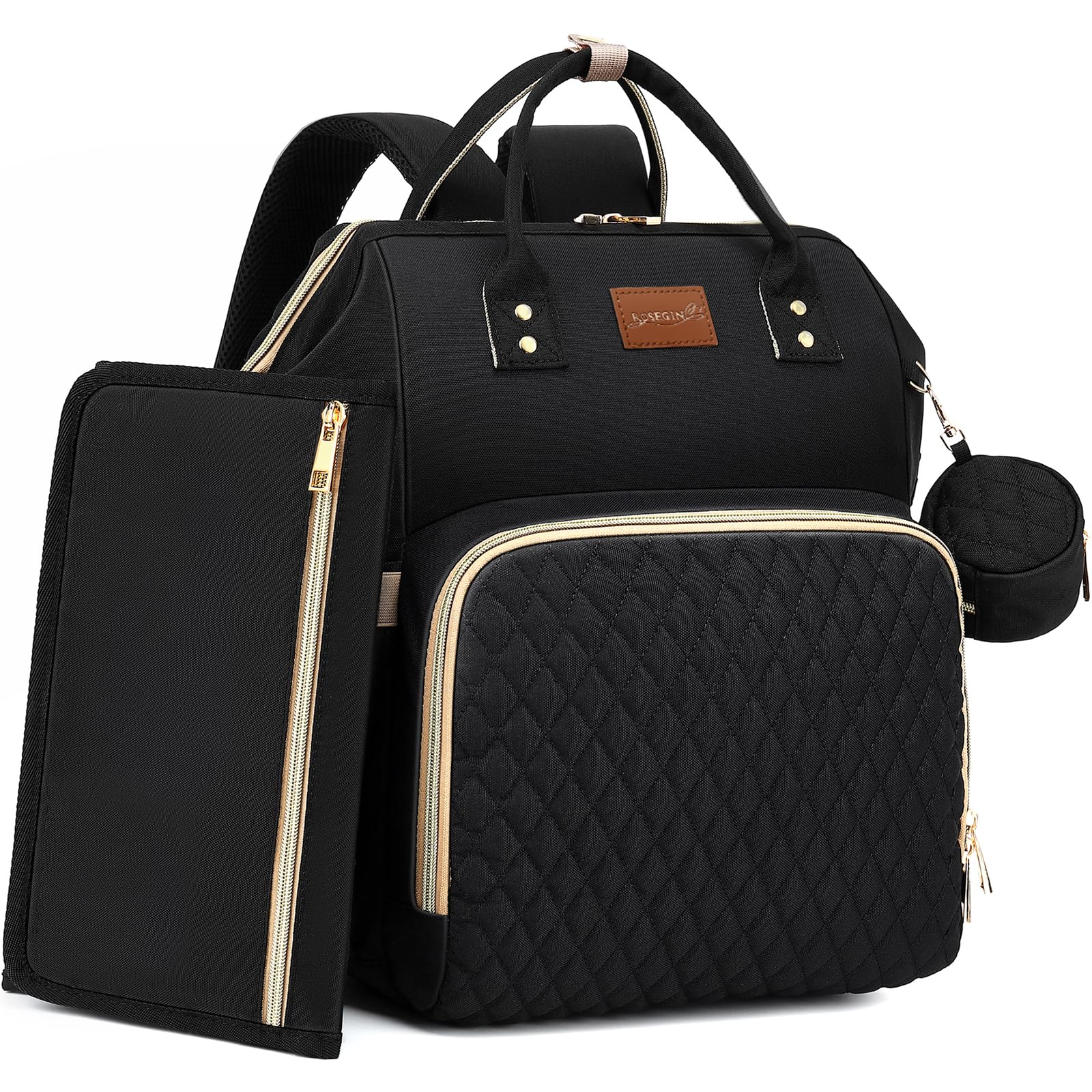 ROSEGIN diaper bag backpack in black