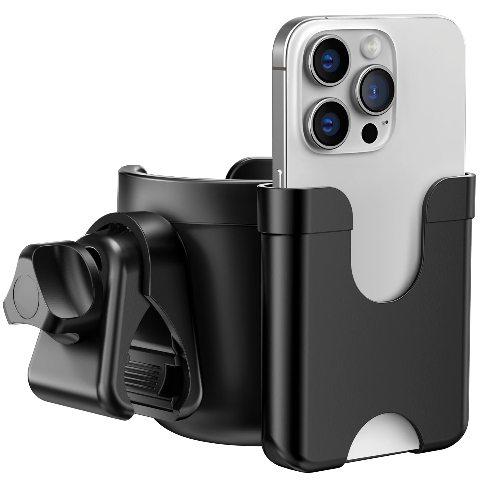 Guiseapue cup holder for walker with phone holder attached