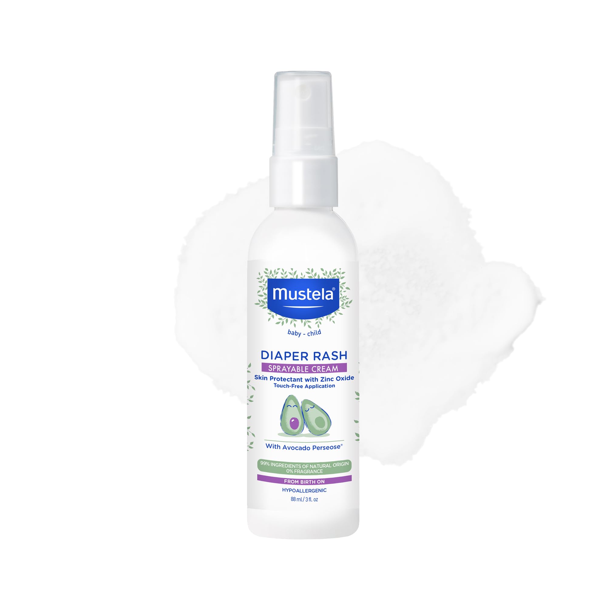 Mustela Baby Diaper Rash Cream Spray bottle with touch-free application